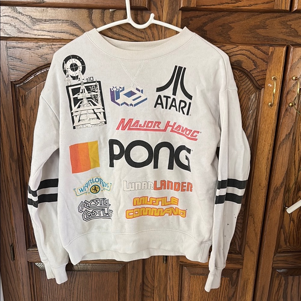 Retro Atari Gaming Sweatshirt with Iconic Logos